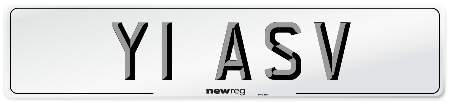 Y1 ASV Number Plate from New Reg